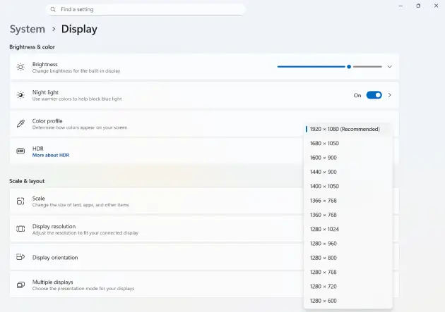 Change Screen Resolution in Windows 11